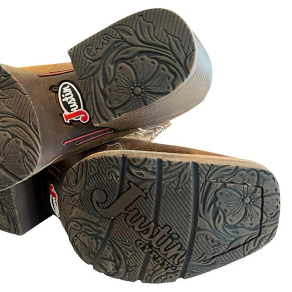 Justin Boots Rein 12 Inch Square Toe Cowboy Womens 7 1/2B Brown Boots - Picture 7 of 9